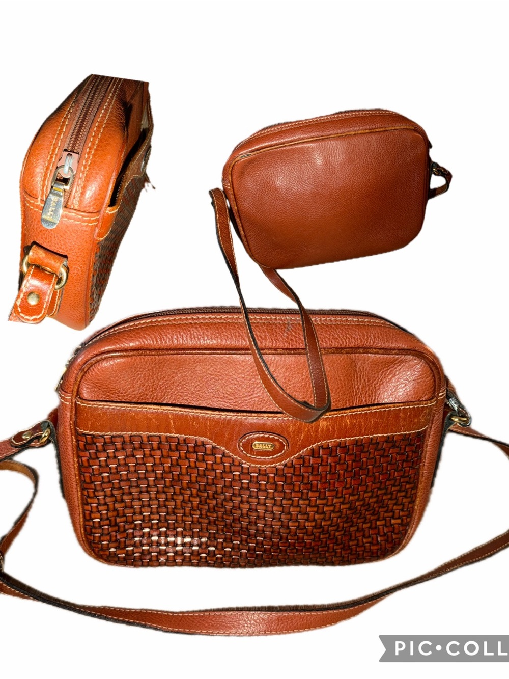 Vintage Bally Leather Crossbody Purse Bag Woven